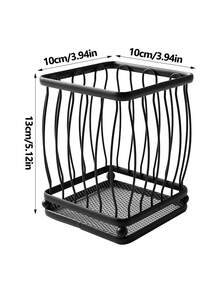 1pc Black Iron Draining Storage Rack, 6 Styles Available (Round/Square/Diamond), Kitchen Chopstick Holder Makeup Brush Bucket, Household Drill-Free Multi-Function Desktop Organizer Basket, Kitchen Utensils / Makeup Tools Universal Draining Storage Cylinder, Square Storage Box With Non-Slip Feet - View 13