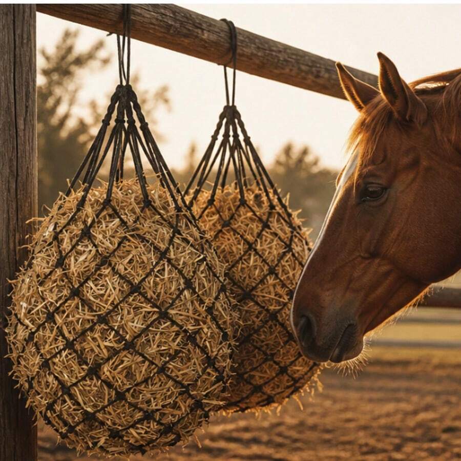2 Packs Horse Hay Net Slow Feed Bag, Heavy Duty Hanging Hay Feeder With Small 2.3x2.3 Inch Mesh Holes, Durable Rope Grass Feeding Sack For Horses Goats Sheep, Reduce Waste For Stable Farm Pasture Barn Outdoor Use - Multicolor - View 1