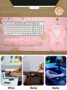 Pink Mouse Pad, Desk Pad, Suitable For Keyboard And Mouse. Ergonomic Desk Pad Set, Large Mouse Pad, Wrist Rest, Lovely Lady Desktop Accessories, Teacher Desktop Decoration Home Office - View 8