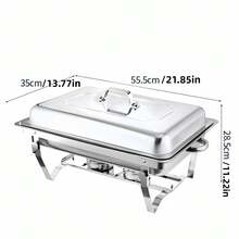 Stainless Steel Multi-Function Baking Tray, Food Warmer, Hot Pot Stove, Standard Size Buffet Chafing Dish, Includes Lid, Food Tray And Fuel Rack, Suitable For Hotel, Restaurant, Outdoor Use, - A - View 3
