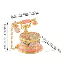 1pc Metal Enamel Telephone Shaped Jewelry Box, Home Decor Enamel Handmade Telephone Decoration, Wedding Decoration, Necklace/Ring Storage Box, Luxury Desktop Ornament, Perfect Gift - Multicolor - View 5