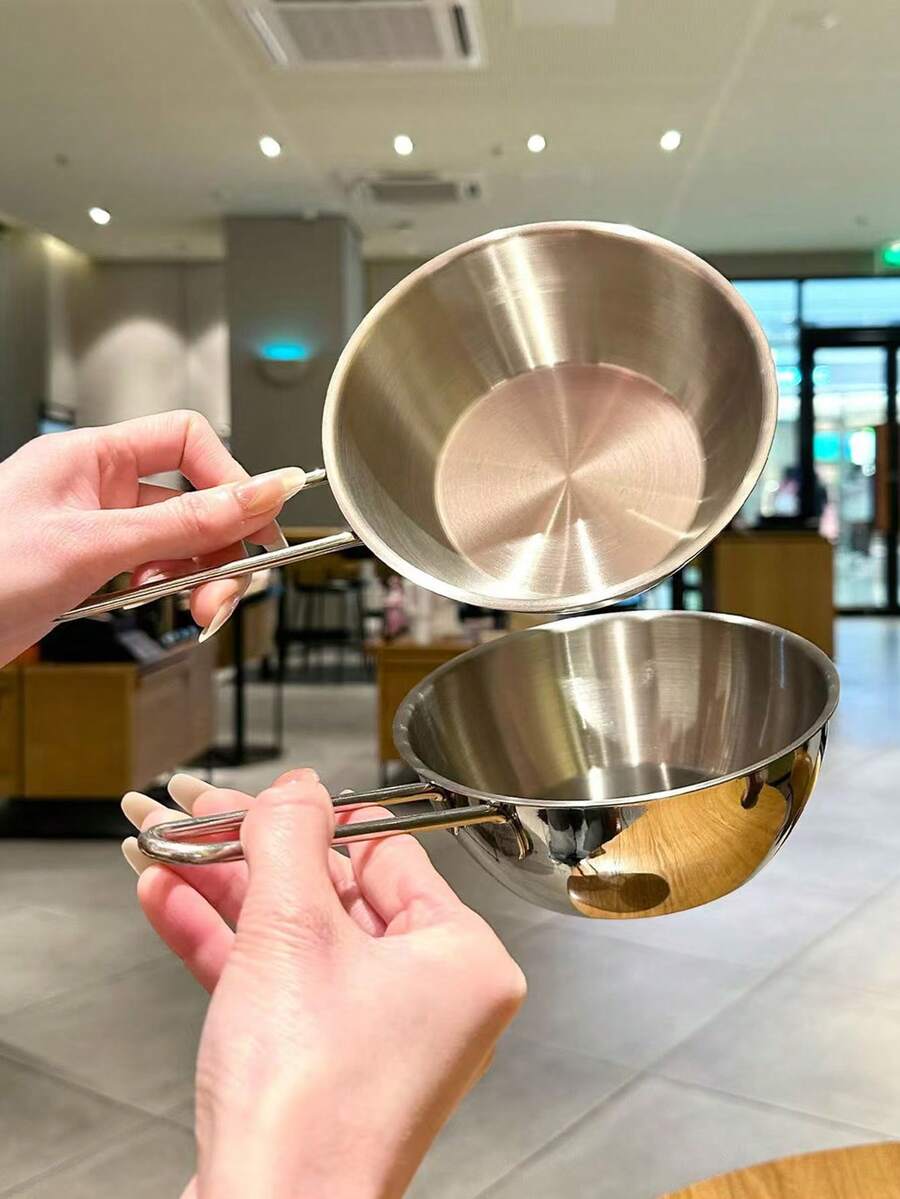 1/2pcs 304 Stainless Steel Cooking Bowl, Korean Style Ramen Bowl, Multi-Functional Salad Bowl, Egg Beating Bowl, Single Person Small Cooking Pot