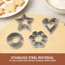 5/20Pcs Stainless Steel Cookie Cutters Set, Heart Flower Round Star Multi‑Size Biscuit Molds, Reusable Cutting Molds For Dough Fruit Vegetable Fondant Clay DIY Baking Craft - View 6