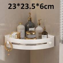 3pcs Rustproof Plastic Corner Shower Caddy - Wall Mounted Bathroom Organizer With Curved Design For Shampoo, Cosmetics, And Toiletries - Space Saving For Small Bathrooms, Perfect For Bathroom Storage And Organization - Cream White - View 6