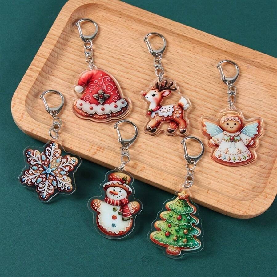 2D Plane - Yzx[2D Plane] 6pcs Transparent Acrylic Beach Theme Keychains, Sea Glass, Starfish, Wave, Shell Souvenir Gift - View 1