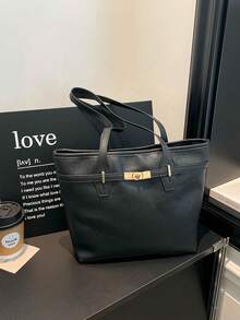 Large Capacity Tote Bag For Women, New Fashion Versatile Commuter Shoulder Bag - Black - View 5