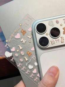 1pc Creative Bow Cake Heart Pattern Lens Sticker, Suitable For 11 Pro/12 Pro/13 Pro/14 Pro/15 Pro/16 Pro/17 Pro Phone Lens Film And Phone Case (Product For 14+ Years Old) - Multicolor - View 6