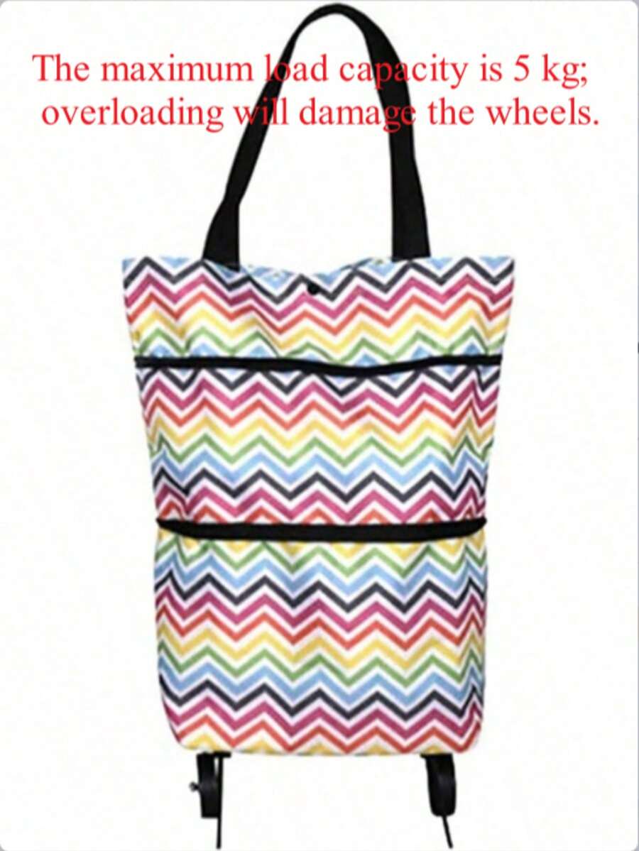 1pc Multifunctional 2-In-1 Portable Shopping Cart With Wheels, Foldable Large Capacity Storage Shopping Bag Market Trolley