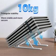 Lenovo Foldable Laptop Stand,7‑Level Adjustable Aluminum Alloy Notebook Riser,Hollow Cooling Design With Silicone Anti‑Slip Pad, Portable Desktop Support For 11‑17.3 Inch Laptops & Tablets For Office Study Travel - View 8