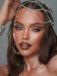 Aksesori Rambut Rumbai Berlian Imitasi Berkilau, Hiasan Kepala Rantai Kristal Gaya Flapper Vintage, Ornamen Rambut Pesta Pengantin yang Elegan - Putih - View 10