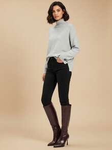 Fall/Winter 2025 New Thigh High Boots Women Over The Knee High Heel Leather Boots Pointed Toe Plus Size Boots - Burgundy - View 5