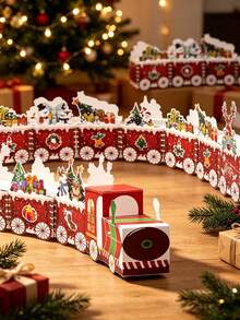 24 Christmas Holiday Gift Boxes, 24 Days Christmas Countdown Gift Boxes, Red Train Christmas Advent Calendar Box. Christmas Advent Calendar Candy Box, Christmas Small Train Countdown Gift Box, Christmas Party Gift Box - A - View 1