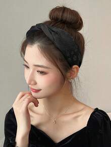 1/2PCS Vintage Floral Print Knotted Wide Headband, Korean Style Elegant Fashion Versatile Hair Accessory For Women - Multicolor - View 4