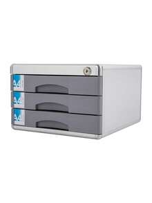 Schreibtisch-Organizer Aus Aluminiumlegierung,3 Ebenen,Aufbewahrungsbox Mit Schubladen Und Schlüsseln,abschließbar,Für Schreibtisch - 3-Schubladen - Übersicht 6