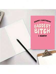 OBOVAY 1pc Birthday Card With Envelope, Printed With "Happy Birthday To The Best Girlfriend" Blessing. This Is A Cute And Creative Gift Suitable For Close Female Friends. - A - View 7