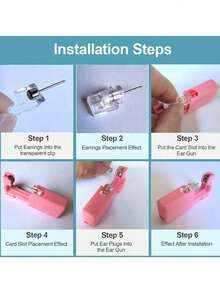 2-24pcs Pink Ear Piercing Jewelry, Ladies Sterile Disposable Earring Piercing Gift - Pink - View 9
