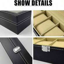 Luxury Classic PU Leather 6-Slot Watch Display Box | Men's Watch Collection Organizer With Transparent Glass Lid And Velvet Lining, Suitable For Vanity Display And Gift For Watch Enthusiasts - Multicolor - View 4