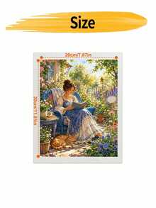 DIY Beautiful Lady Reading In Garden With Cat (Frameless Or Framed 8x12 / 16x20 Inches) Paint By Numbers Kit(Acrylic) Arts & Crafts For Adult Beginners, Home Wall Decor, And Holiday Gifts For Art Lovers - Sets - View 8