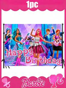 MASSDI Birthday Party Photo Backdrop, 4 Styles Disco & Fashion Character Printed Banner, Vivid HD Pattern, Wrinkle-Proof Polyester, Pre-Punched Holes, Perfect For Party Photo Booth, Dessert Table, Wall Hanging & Birthday Celebration Decorations - Multiple Styles - View 5