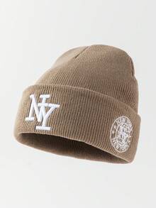 1件中性時尚字母NY刺繡針織帽，適合秋冬日常保暖與旅行穿搭 - NY - 查看 15