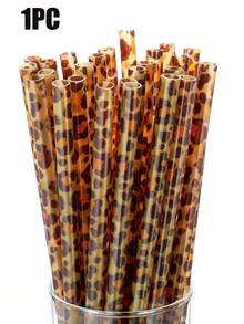 10/20pcs Reusable Leopard Print Plastic Straws With 1/2pcs Cleaning Brush, Suitable For Women's Water Cups, Fit For Birthday Party Drinking - Multicolor - View 24