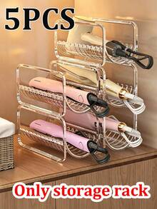 Curling Iron Storage Rack, Transparent Stackable Hair Tool Organizer, Suitable For Curling Irons, Flat Irons And Hair Dryers, Multi-Layer Countertop Storage Rack With Cable Management, Space-Saving Styling Station For Bathroom, Bedroom And Dorm - Multicolor - View 13