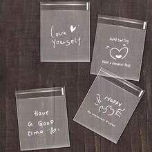 100pcs Transparent Self-Sealing Adhesive Gift Bags With Inspirational Handwritten Quotes - Reusable Plastic Bags, Suitable For Cookies, Snacks, Gifts, Parties And Special Occasions, Simple Pattern Design, Convenient Sealing - Multicolor - View 6