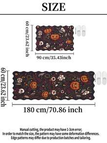 2pcs Halloween Pumpkin & Skull Pattern Kitchen Decor Rug Set, Washable Absorbent Kitchen Floor Mat, Kitchen Accessories Decorative Pad, Halloween Holiday Gift! - Pumpkin Skeleton - View 6