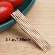 300pcs Cocktail Picks, Portable Thin Toothpicks, Food Picks, Suitable For Cocktails, Party Snacks, Outdoor Food Forks, Fruit Picks, Length 2.65 Inches/6.5 Cm - Natural Wood Color - View 2