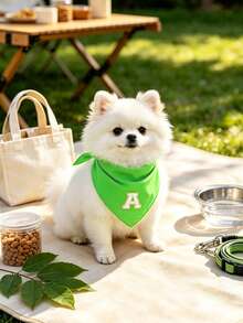 Syal Anjing Huruf Chenille yang Dipersonalisasi, Bandana Hewan Peliharaan Inisial Kustom A-Z Buatan Tangan, Syal Leher Lembut yang Dapat Diatur dengan 8 Warna, Cocok untuk Anjing Kecil, Anjing Sedang, Kucing, Hadiah Ulang Tahun - Hijau - View 5
