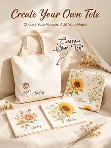 Custom Photo & Text Tote Bag – Personalized, Reusable Shoulder Shopping Bag With Foldable Design (Polyester, Assorted Colors) - Multicolor - View 4