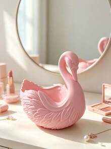 Swan Shaped Jewelry Tray, Matte White Resin Decorative Small Dish, Elegant Desktop Organizer, Suitable For Rings, Earrings, Necklaces - Multicolor - View 9
