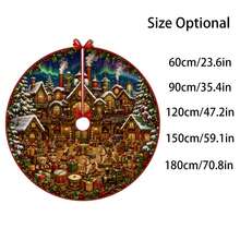 1pc House Gift Box Pattern Christmas Tree Skirt, Elegant Color Holiday Decor, 5 Sizes, Unisex Holiday Gift, Suitable For Home And Party Christmas Home Decoration - Gift Box House - View 3
