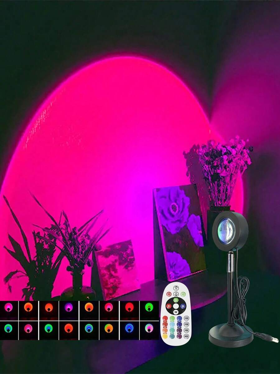 RGB Floor Lamp, Multi-Color Projection Light With Large Remote Control, Different Color Change Modes, 360° Rotation, Night Light, Suitable For Decoration, Photography/Party/Bedroom/Home Decor/Halloween/Party Light, Sunset Lamp
