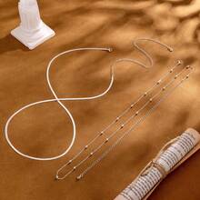 Women Double Layer Silver Waist Chain Shiny Polished Metal Belly Chain Adjustable Extension Chain Body Accessory For Bikini Crop Top - Gold - View 6
