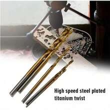 50/100pcs Titanium Coated High Speed Steel Drill Bit Set, 135° Tip Suitable For Woodworking, -Size 1/25" To 1/8", Round Shank Twist Drill Bits For Metal, Wood, Plastic, Suitable For Home Improvement - Drill Bit - View 3