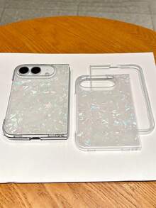 Luxury Laser Shell Texture Fold Phone Case Compatible With IPhone 18 Ultra Stylish Simple Anti-Drop Protective Back Cover - White - View 5