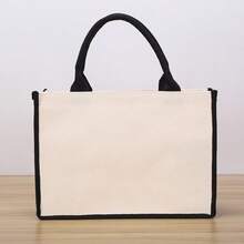 EASY Heart-Shaped Canvas Tote Bag, Large Capacity, Contrast Edge Design, Casual Handbag For Women's Commute - Multicolor - View 5