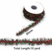 1pc Red And Green Twisted Flower Garland Decorative Ribbons, Rolls Of 10yard Gift Box Wrapping Ribbons, Perfect For Crafts, Ideal For Christmas Trees, Birthday Celebrations, Weddings, Home Decor - Multicolor - View 4