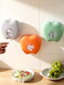 1pc Plastic Bag Dispenser Apple Shaped Bag Holder Wall Mounted Storage Box Space-Saving Bag Organizer Elastic Cling Film Holder Multi-Functional Durable Storage Rack Suitable For Home, Office, Kitchen Shower Cap Storage Box Dust-Proof Box - Multicolor - View 4
