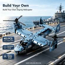 403 PCS Helicopter Building Blocks, Adult Collectible Military Brick Model, Gift For Halloween Christmas Thanksgiving Birthday - Teal Blue - View 4