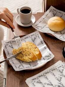 100/200pcs Wax Paper, Disposable Baking Food Paper, Plate Liner Paper, Bread Tray Paper, Greaseproof Paper, Baking Store Toast Cake Dessert Liner Paper, Food Packaging Paper, Baking Tools, Kitchen Accessories - View 5