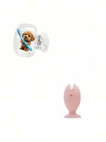 Cute Brown And White Teddy Dog Holding Toothbrush Pattern Printed Portable Toothbrush Head Cover, Storage Box, Toothbrush Protective Cap Holder, Essential Bathroom Accessory For Home, Business Travel, Daily Use And Outdoor Travel, Portable Toothbrush, Back To School Gift, Teacher Gift, Couple Toothbrush Set, Back To School Gift. - Multicolor - View 13