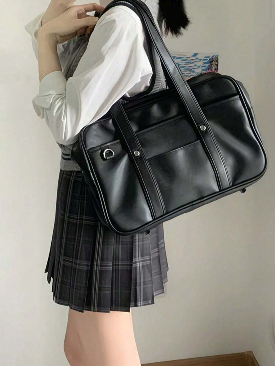 Versatile Minimalist Large Capacity Multifunctional Shoulder Bag - Black - View 1