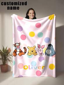 asmodee Unique Customized Name Blanket With Cartoon Design, Multi-Functional Blanket Suitable For Bed, Sofa, Car, Office, Camping And Travel. Soft, Comfortable, Lightweight, Warm, Suitable For All Seasons. Easy To Maintain - Multicolor - View 3