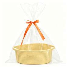 1 Peça Cesta de Presente Trançada com Bolsa e Fita, Adequada para Mãe, Chá de Bebê, Aniversário e Sorteio, Pode Ser Usada para Armazenar Brinquedos de Cachorro ou como Cesta de Armazenamento de Corda na Prateleira, Múltiplas Cores Disponíveis - Multicolorido - Visão 20
