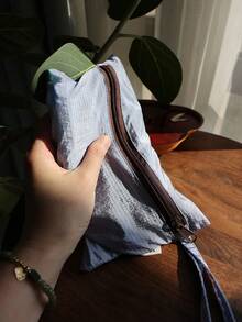Tas Penyimpanan Minimalis Bergaris dengan Resleting, Ringan, Kapasitas Besar, Tas Perlengkapan Mandi Portabel untuk Perjalanan, Tas Kosmetik Wanita, Tas Tangan Kecil - MultiWarna - View 4