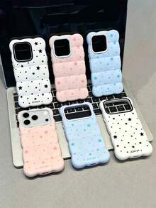 Y2K Cute Star Polka Dot 3D Cloud Plaid Phone Case, Compatible With IPhone 18 Pro Max 17 Pro Max 17 Pro 17 16 Pro Max 16 Pro 16 15 Pro Max 15 Pro 14 Pro Max 13, Macaron Color Soft Silicone Shockproof Protective Back Cover - Pink - View 4