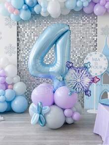 16件組生日派對裝飾氣球，40英吋0-9數字淺藍色鋁箔氣球、漸層雪花氣球，冬季聖誕主題派對裝飾冬季氣球 - 彩色 - 查看 1