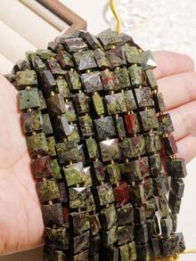 1 Strand 10x10mm Natural Square Stone Beads Gems Flat Crystal Jaspers Red Agate Loose Beads For Jewelry Making DIY Bracelet Charm - Multicolor - View 4